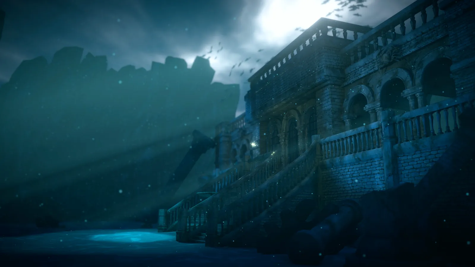 A scene of the undersea ruins in PROJECT BLUE WORLD